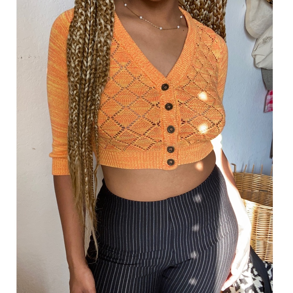 🧡☀️Knitted Orange Cropped Sweater🧡☀️